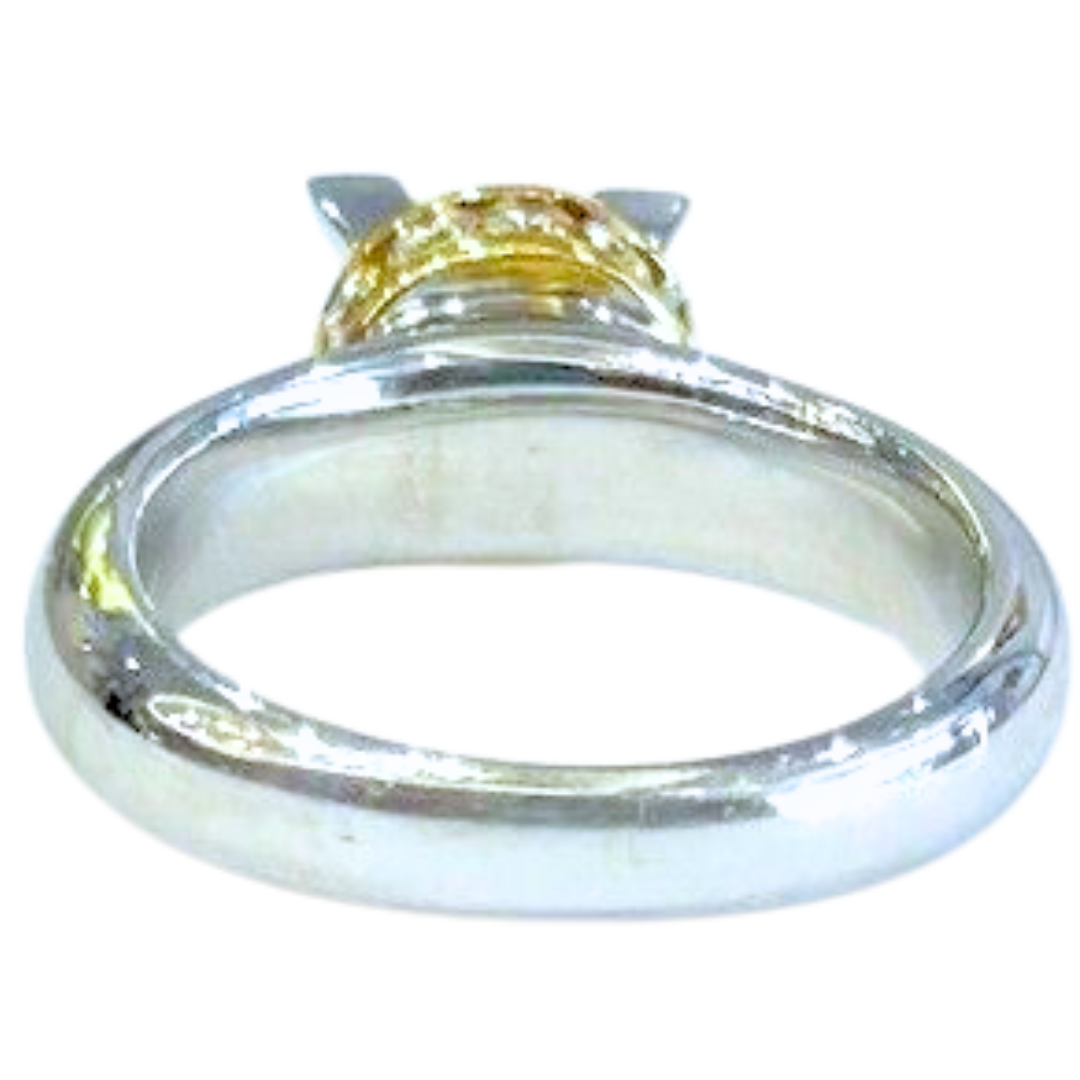 18K Yellow/White Gold Caressa Trillion Diamond Solitaire Ring 0.60-0.70 Carats