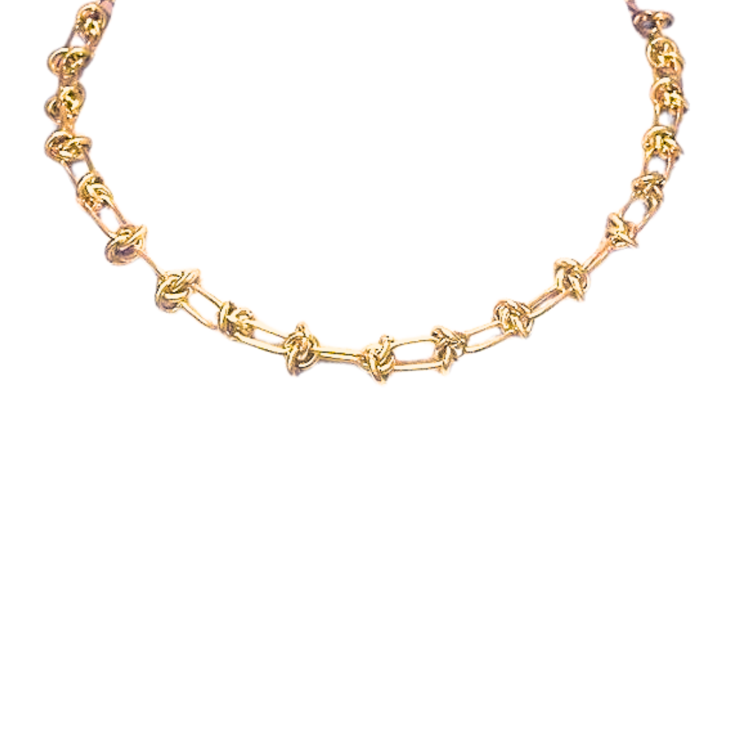 18K Yellow Gold Vintage Chunky Knotted Link Chain Necklace 29.87 Grams