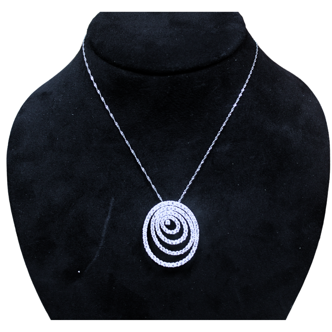 Spiral Four Circle Diamond Pendant Necklace