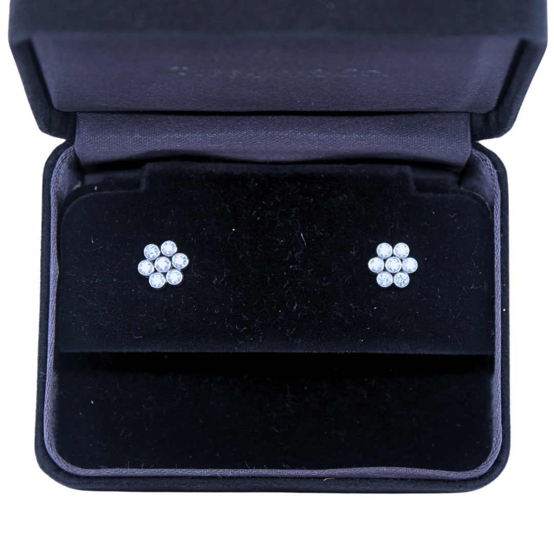 Tiffany & Company Platinum Diamond Flower Earrings 0.64 Carat