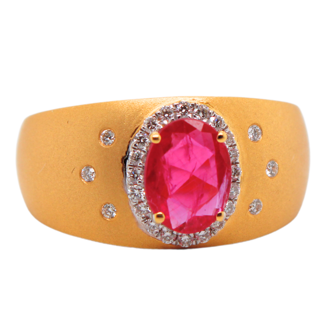 14k Yellow Gold Ruby and Diamond Ring 1.17CTW