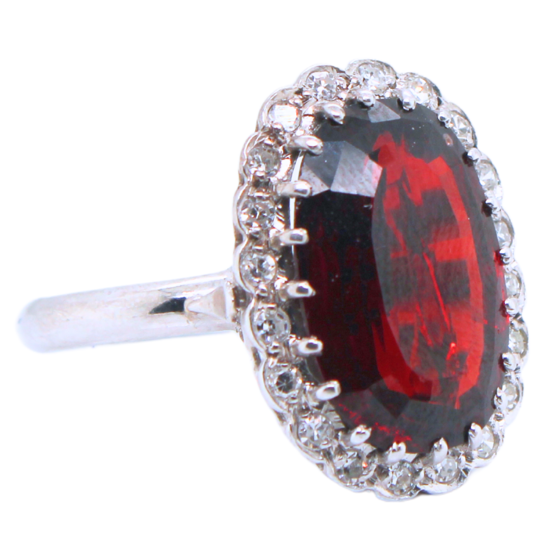 14k White Gold Diamond and Garnet 5.28g