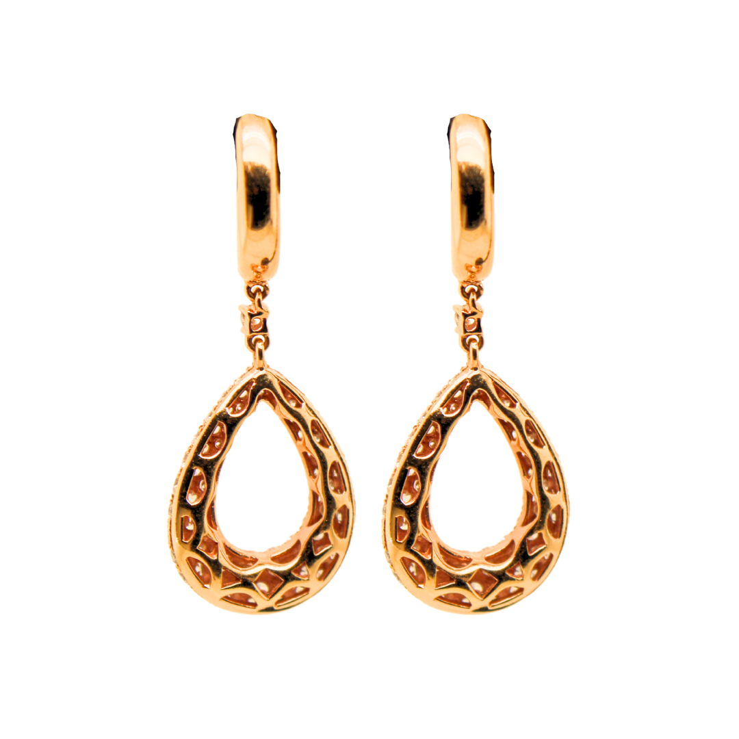 18k Rose Gold Pear Drop Diamond Earrings