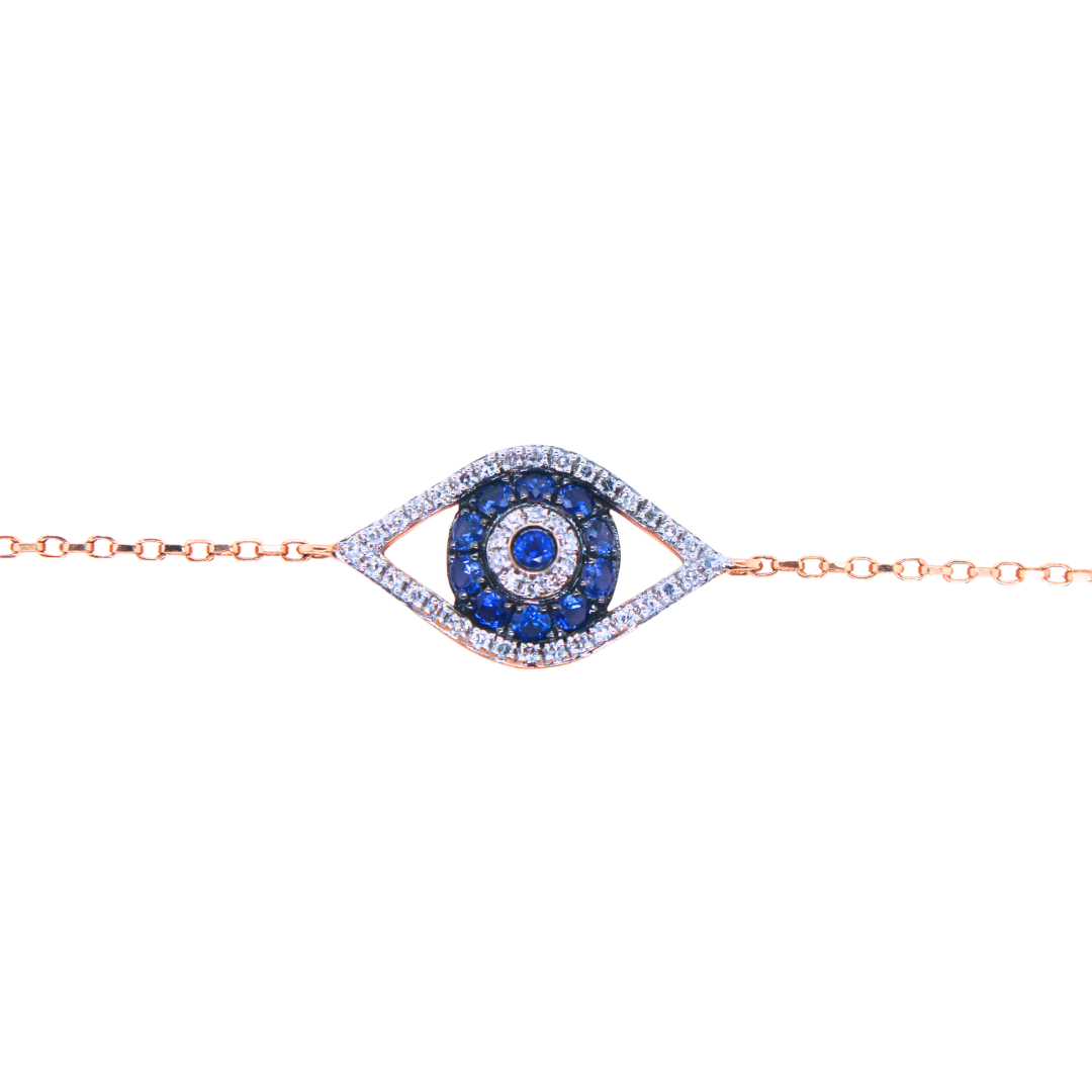 14k Yellow Gold Evil Eye Diamond Bracelet