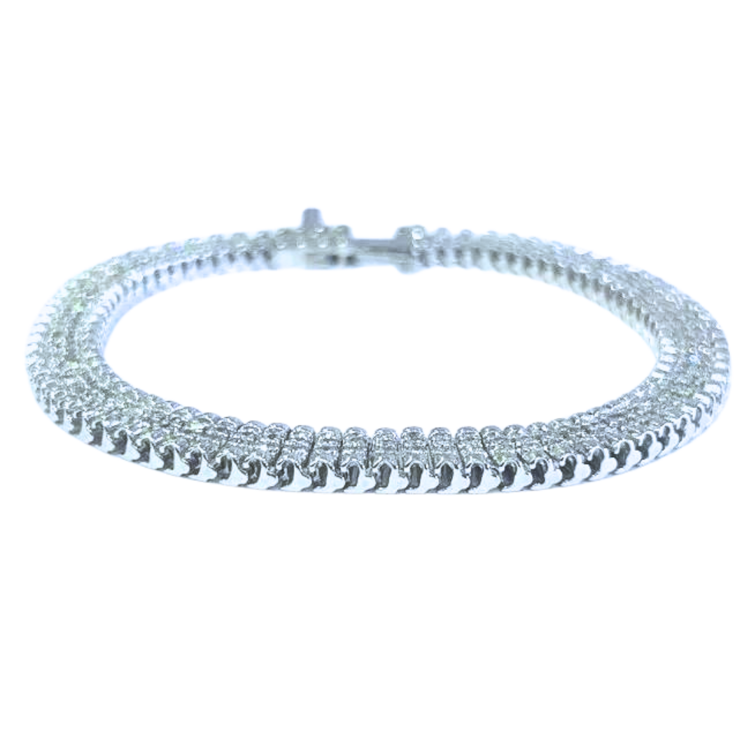 14K White Gold Diamond Mesh Bracelet 1.50 Carats