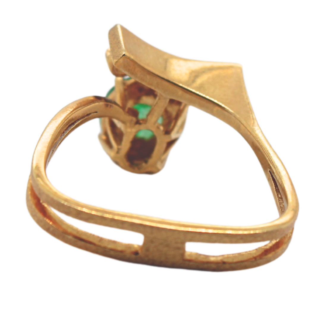 14K YELLOW GOLD JADE AND DIAMOND 3.24G