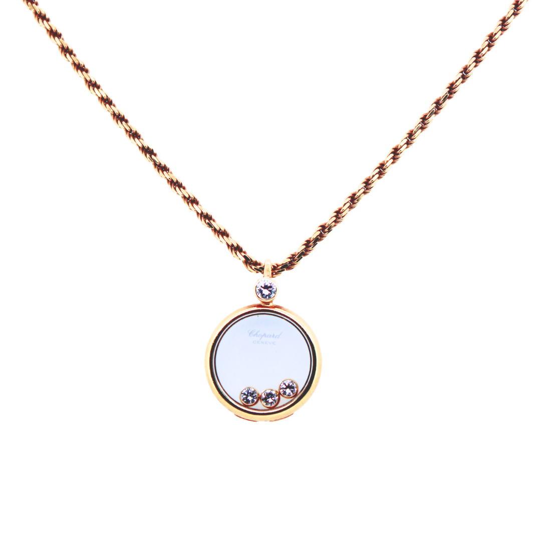 18k Yellow Gold Chopard Three Floating Happy Diamond Necklace