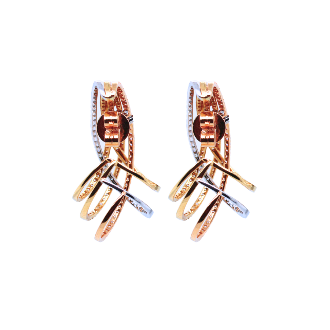 18k White Gold, Rose Gold, Yellow Gold Overlay Diamond Earrings