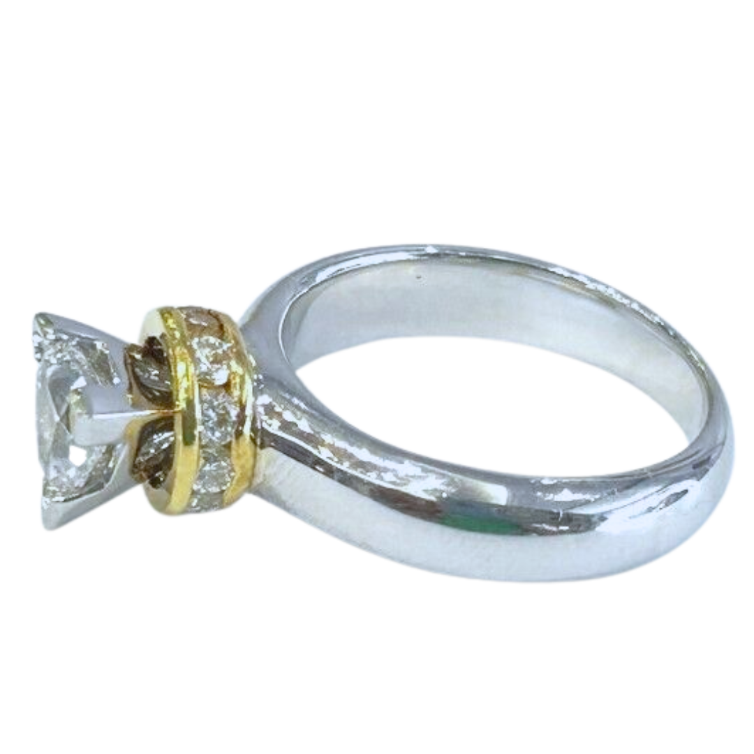 18K Yellow/White Gold Caressa Trillion Diamond Solitaire Ring 0.60-0.70 Carats