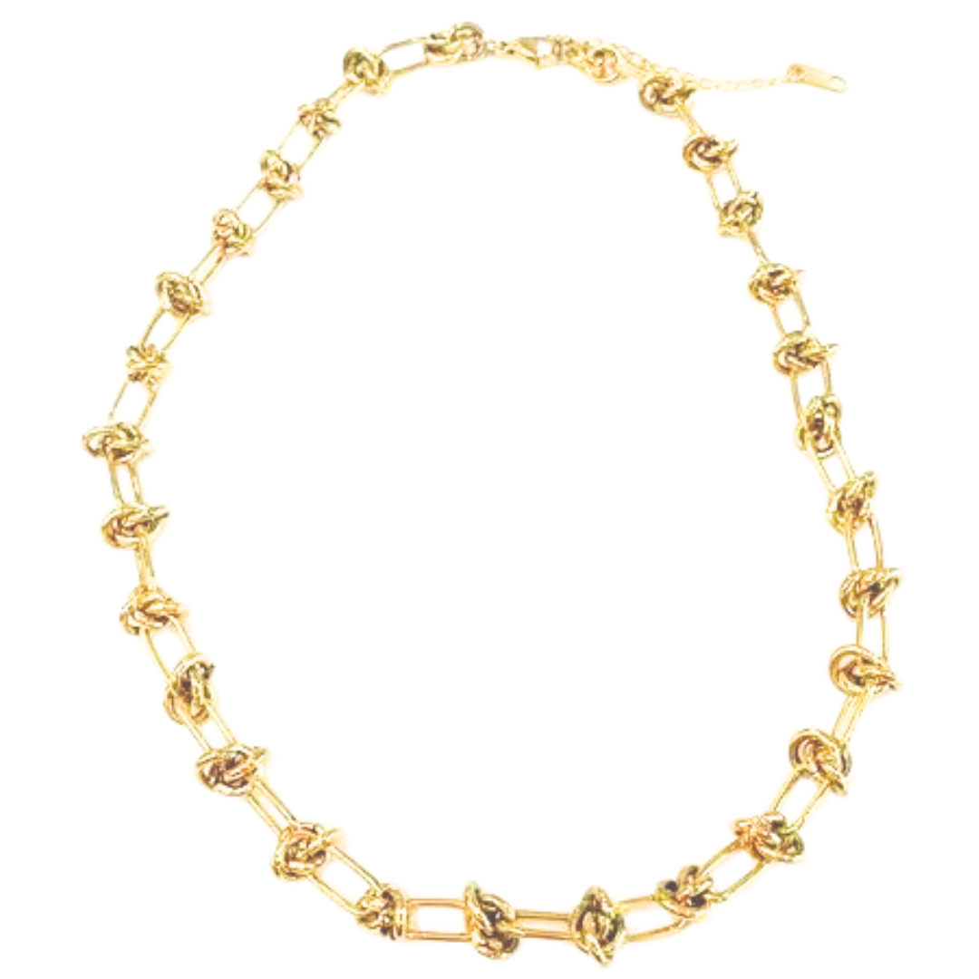 18K Yellow Gold Vintage Chunky Knotted Link Chain Necklace 29.87 Grams