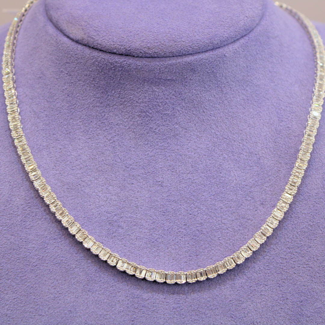 18k White Gold Tennis Necklace 7.53Cts
