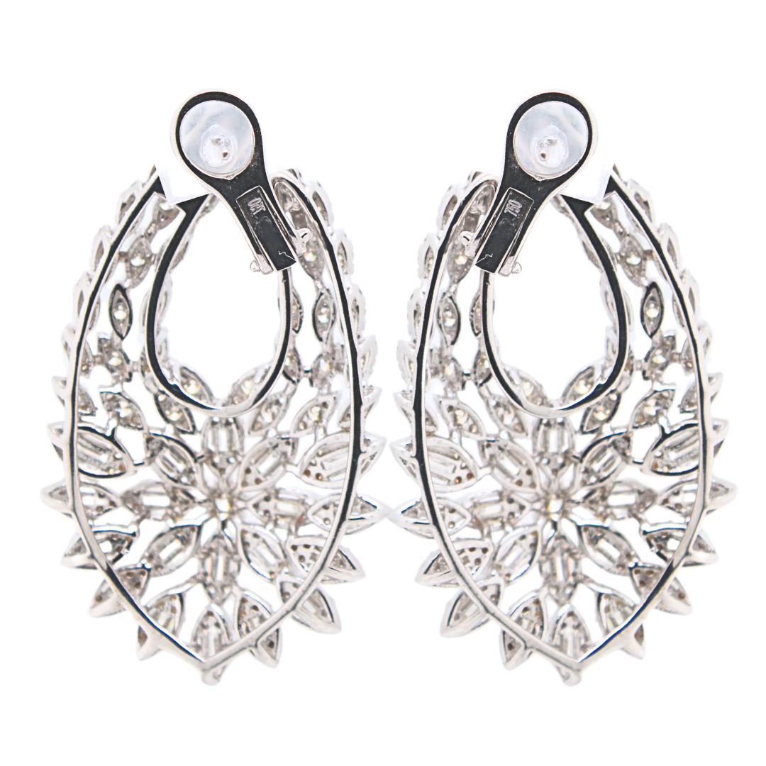 18k White Gold Round and Baguette Diamond Earrings 5.59CTW