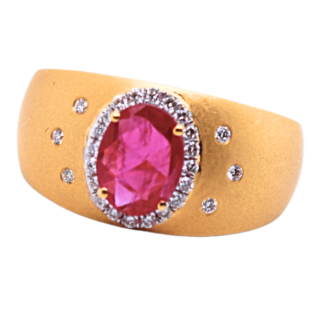 14k Yellow Gold Ruby and Diamond Ring 1.17CTW