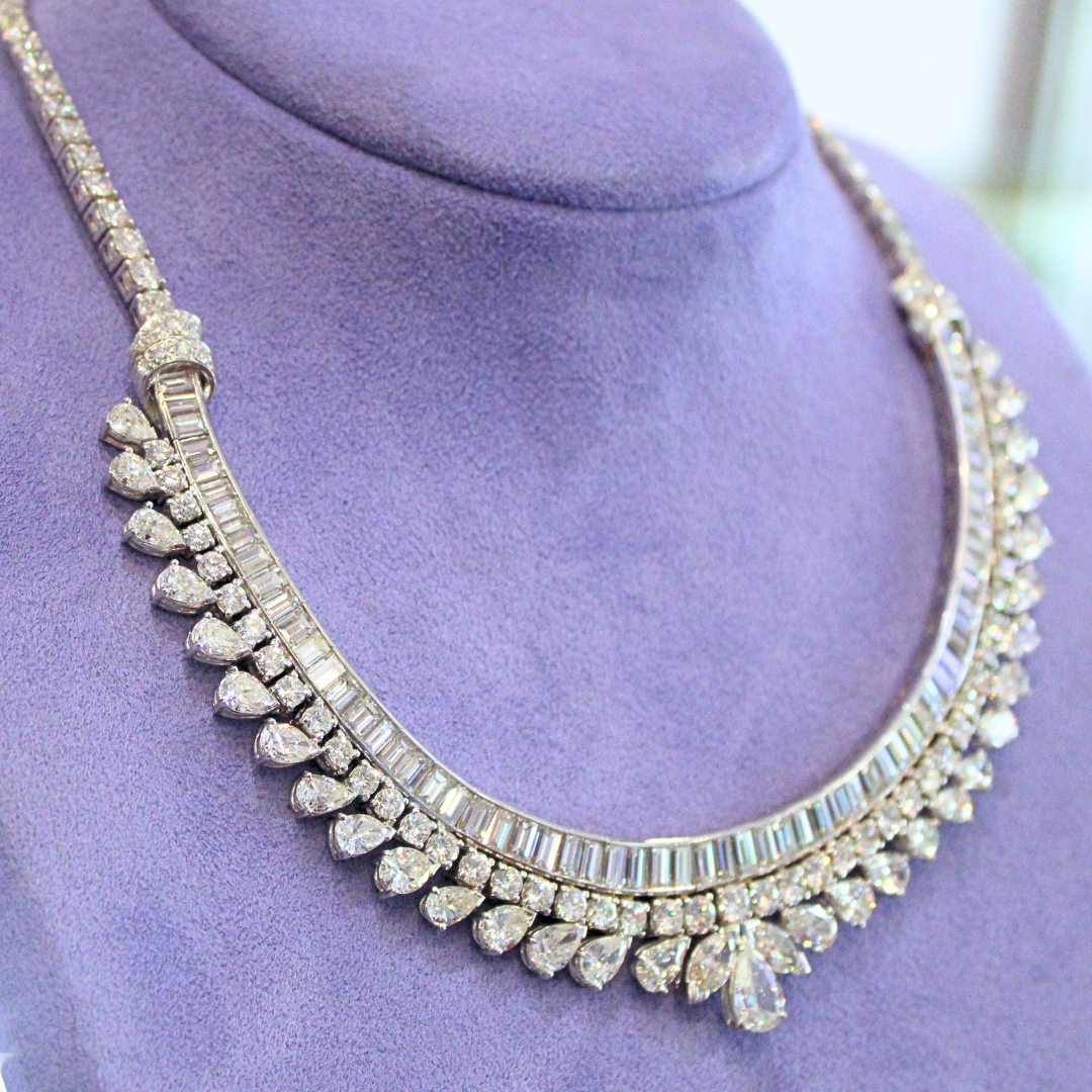 PLATINUM VINTAGE DIAMOND NECKLACE 50CTS