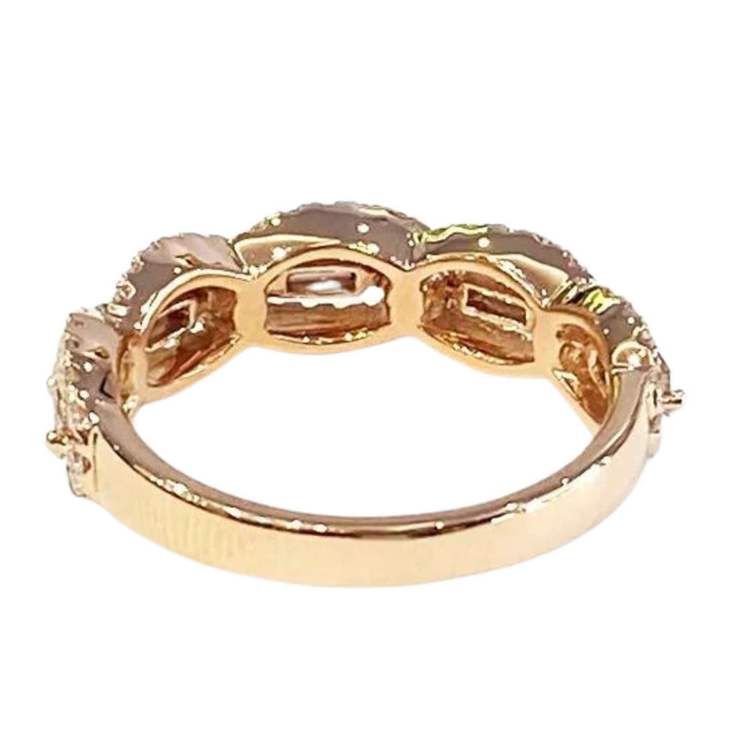 Diamond 18K Rose Gold Chain Link Ring 0.95 Carats  Luxury Jewels of Beverly Hills (628)