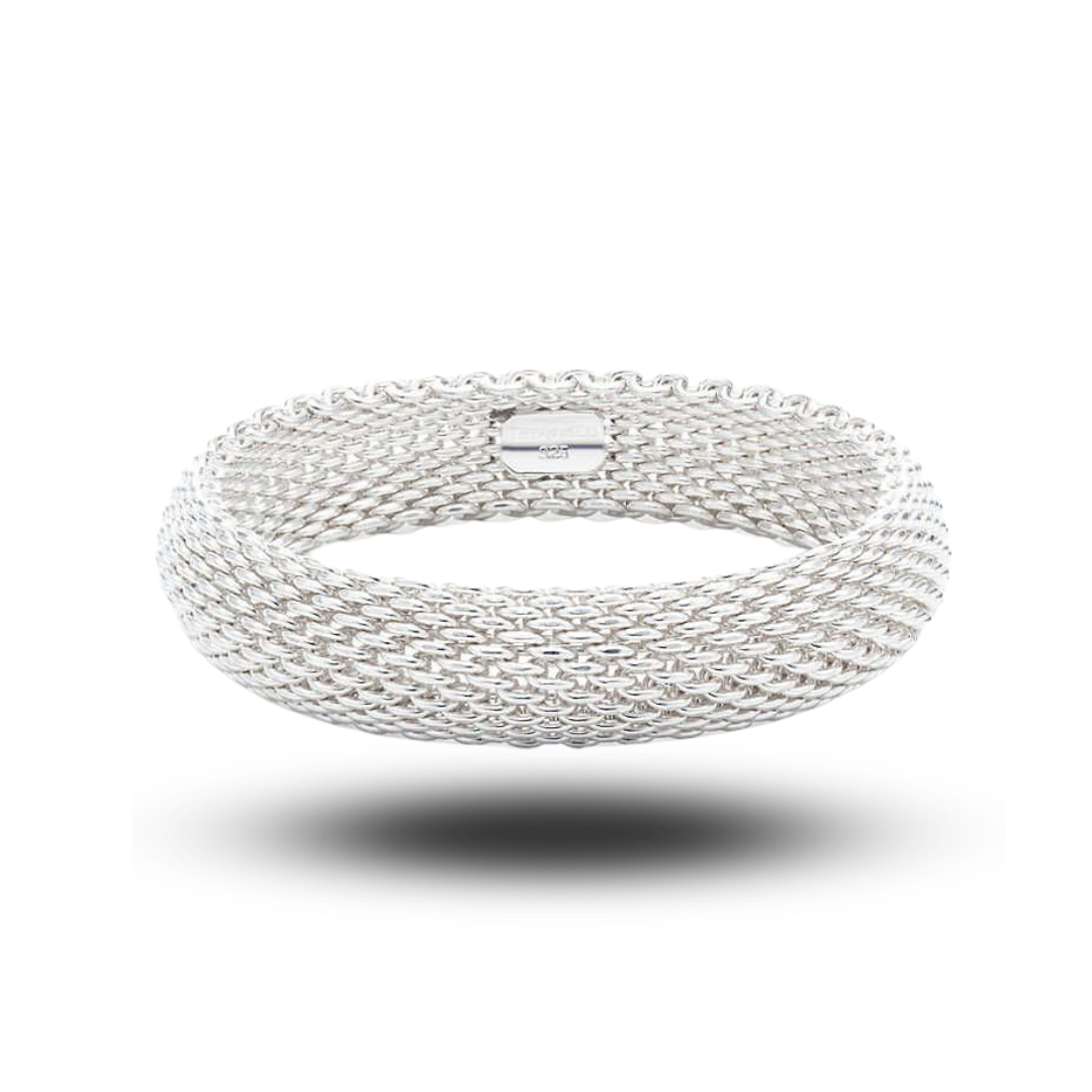 Tiffany & Co. Somerset Silver Mesh Link Bangle Bracelet