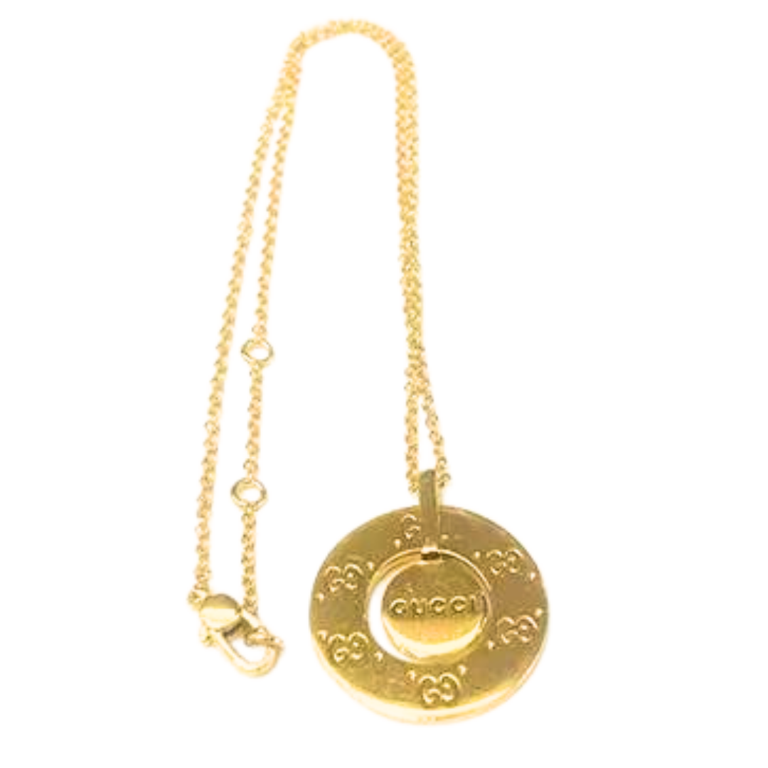 Gucci 18K Yellow Gold Icon Double G Movable Pendant Necklace 14.70 Grams