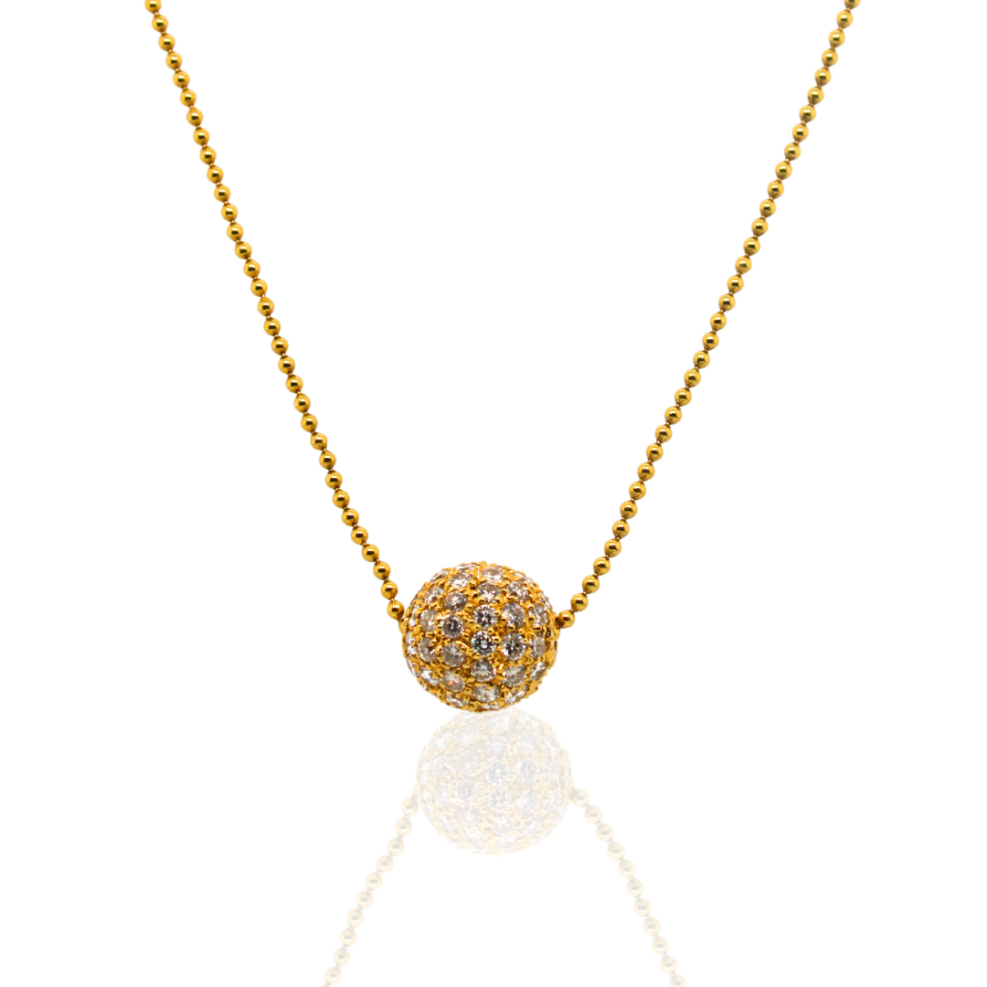 Round Ball Diamond Pendant Necklace