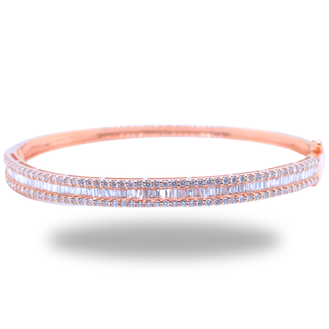 18k Rose Gold Solid Bracelet with Diamond