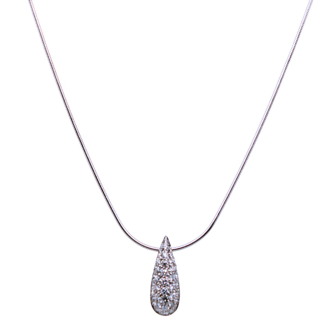 18k White Gold Drop Pendant Diamond Necklace 0.50CTW