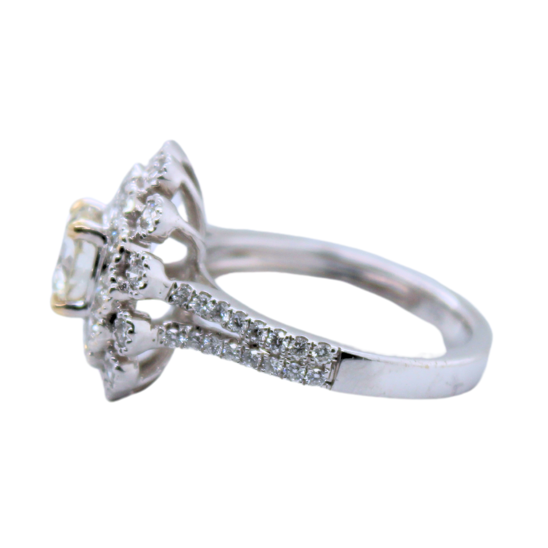 18k White Gold RBJ-VVS 2 Flower Diamond Ring with GIA Certificate 1.17Cts