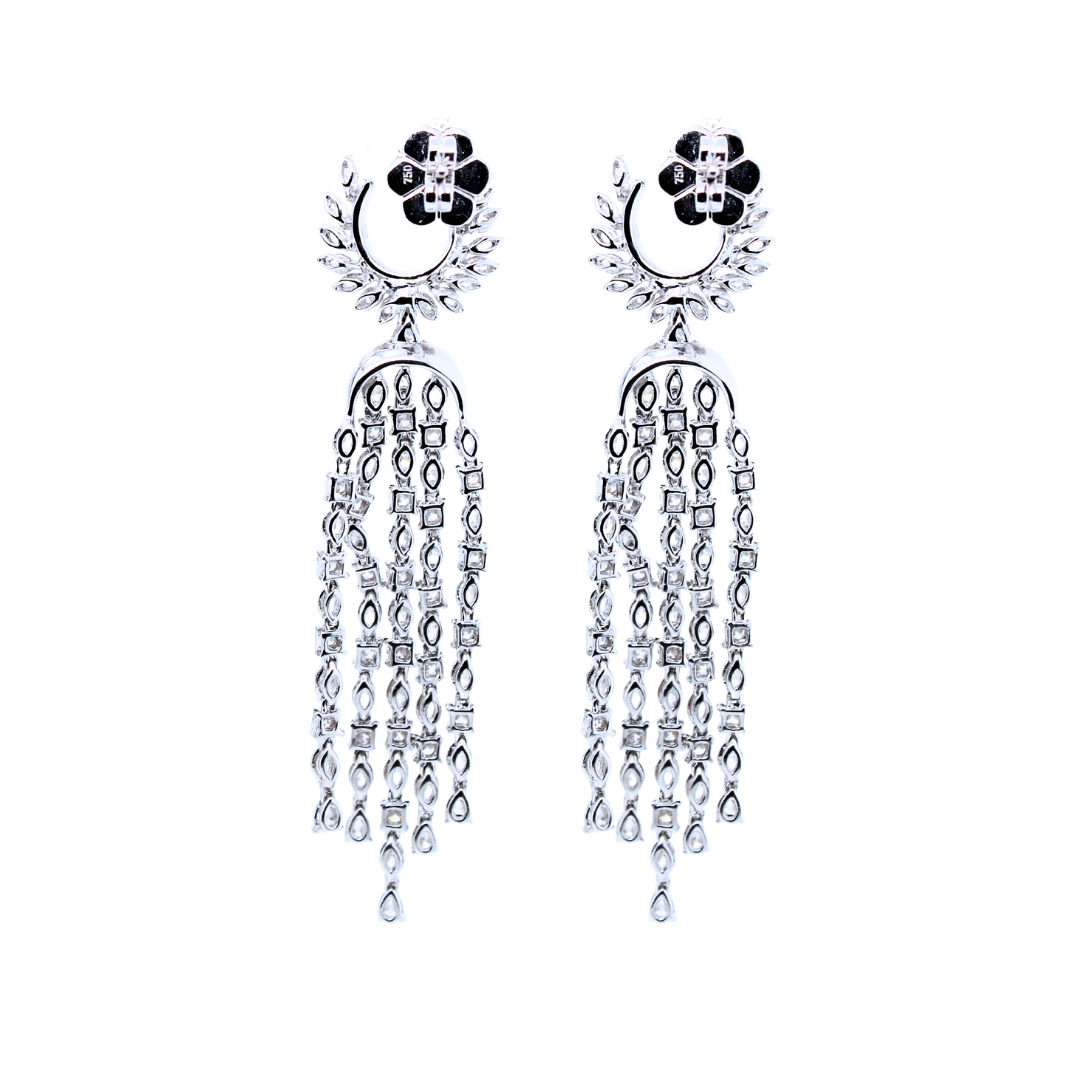 Waterfall Diamond set in 18k White Gold Earrings