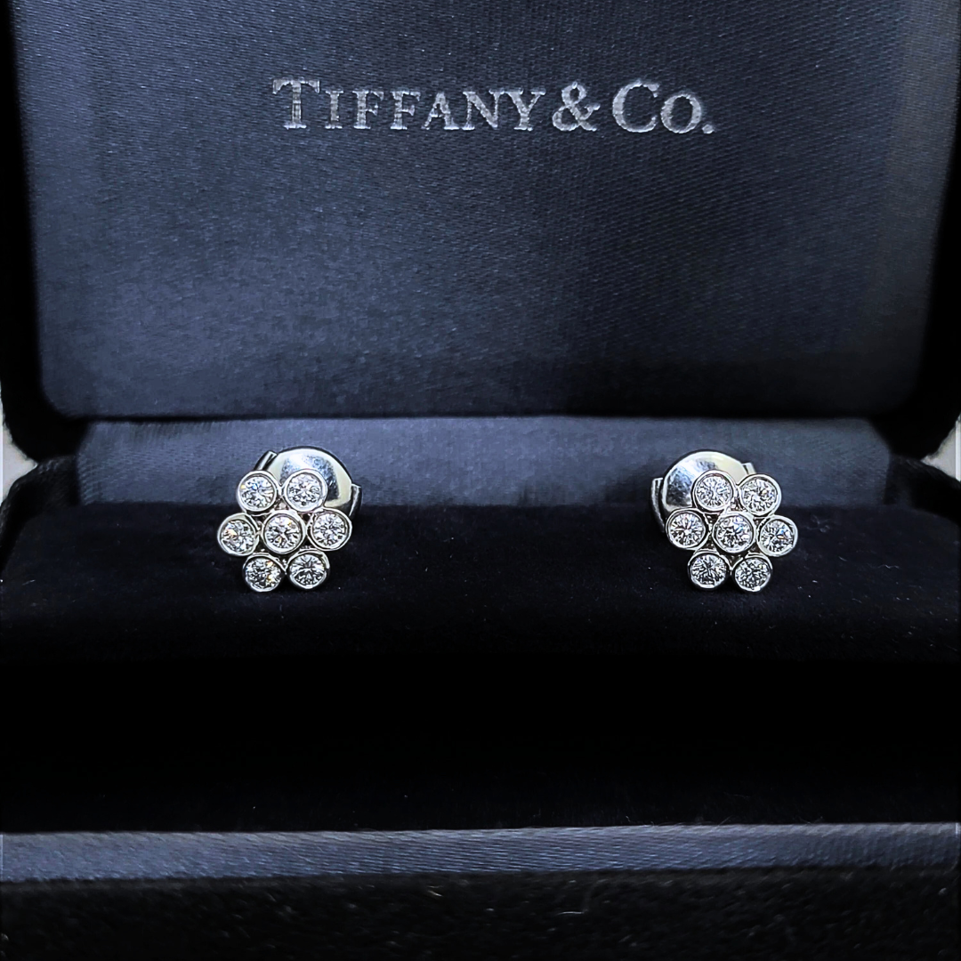 Tiffany & Company Platinum Diamond Flower Earrings 0.64 Carat