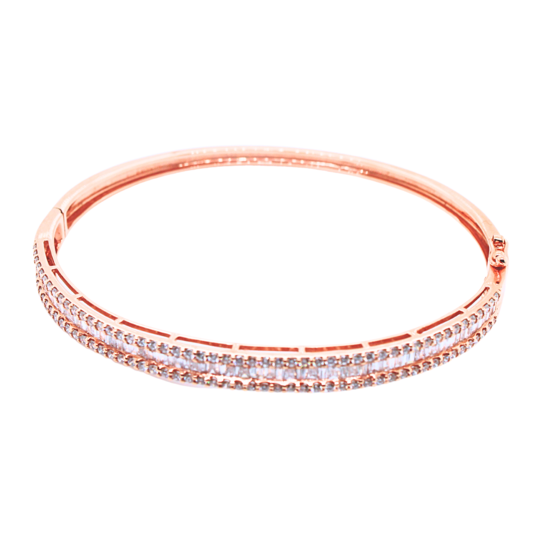 18k Rose Gold Solid Bracelet with Diamond