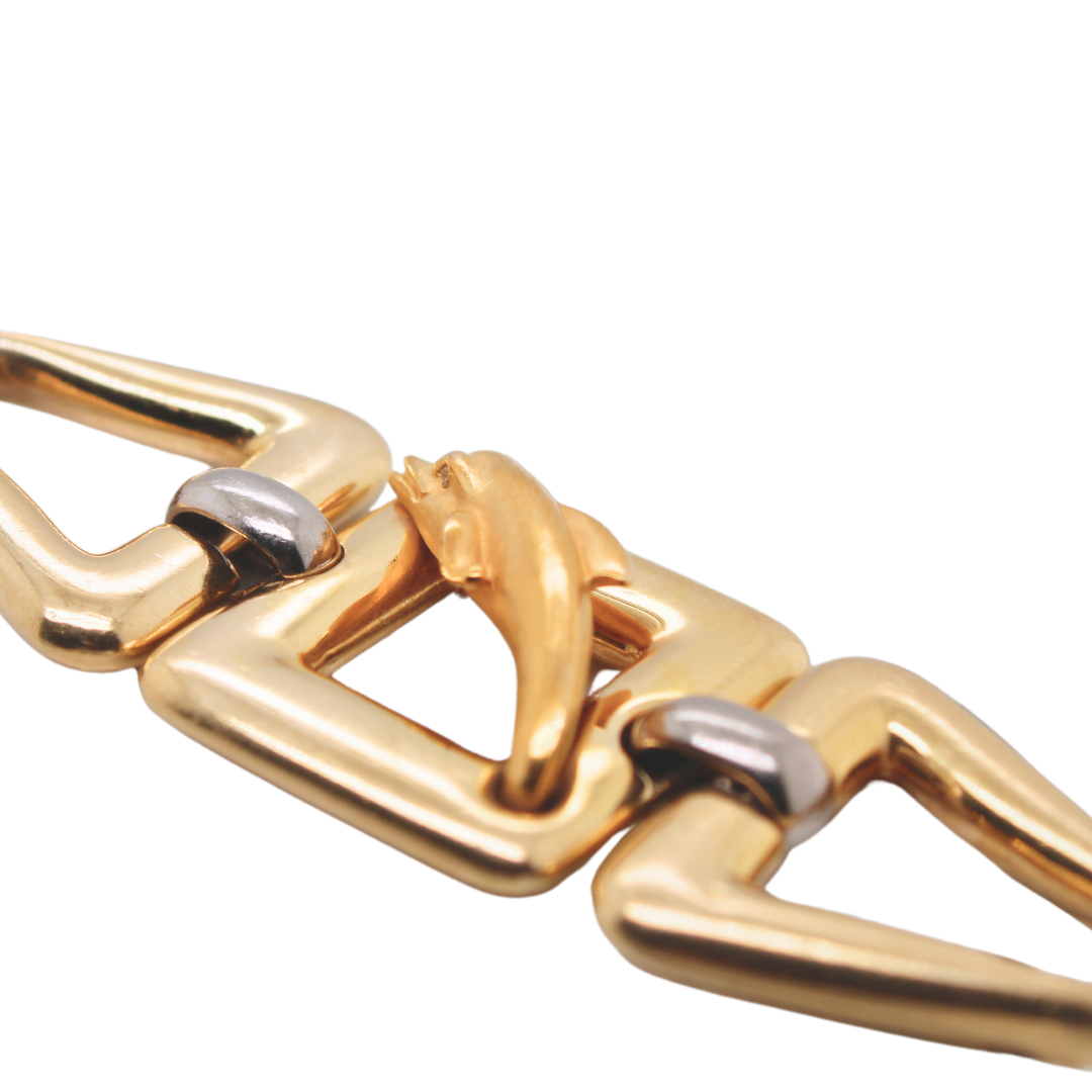 14k Yellow Gold Carrera y Carrera Dolphin Bracelet Link