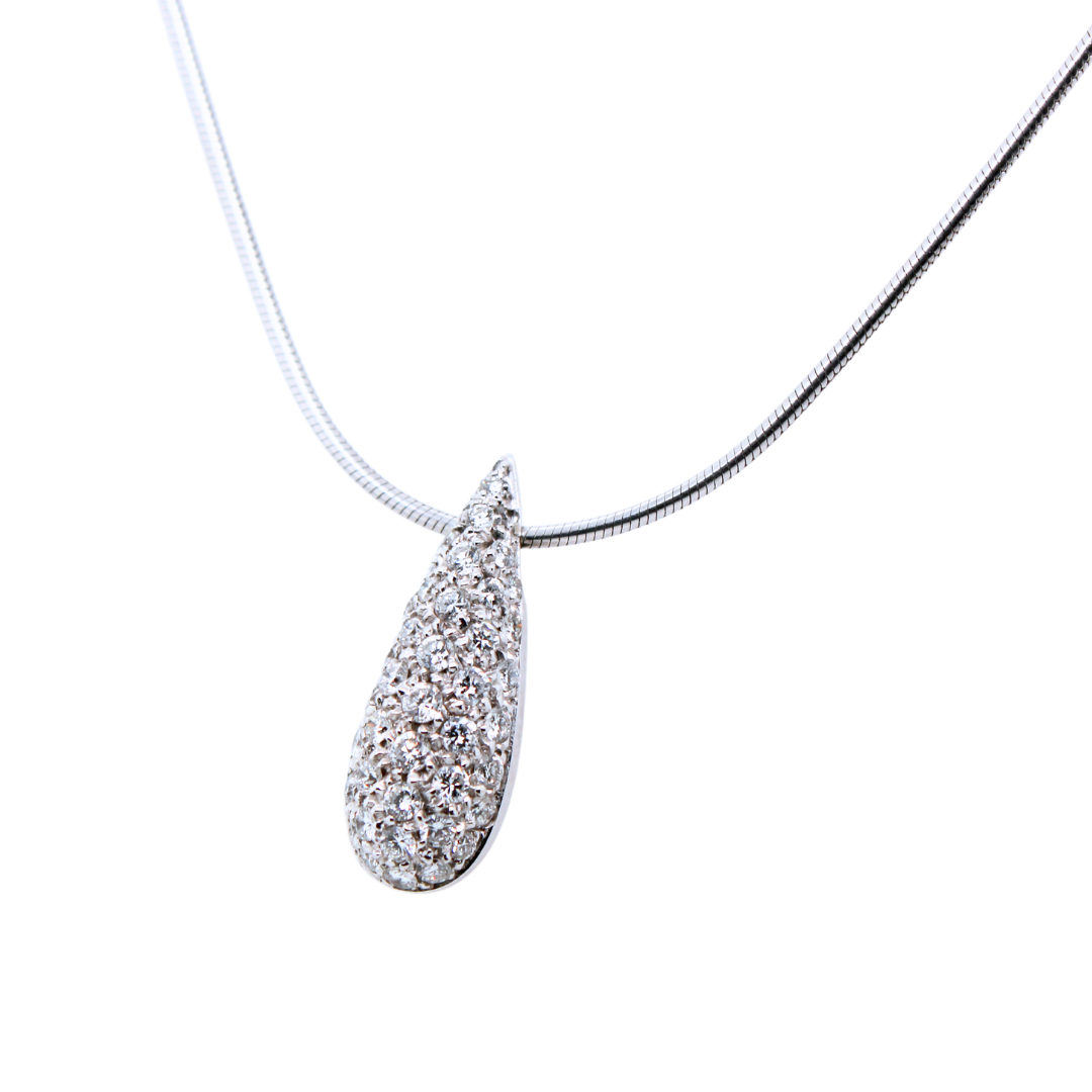 18k White Gold Drop Pendant Diamond Necklace 0.50CTW