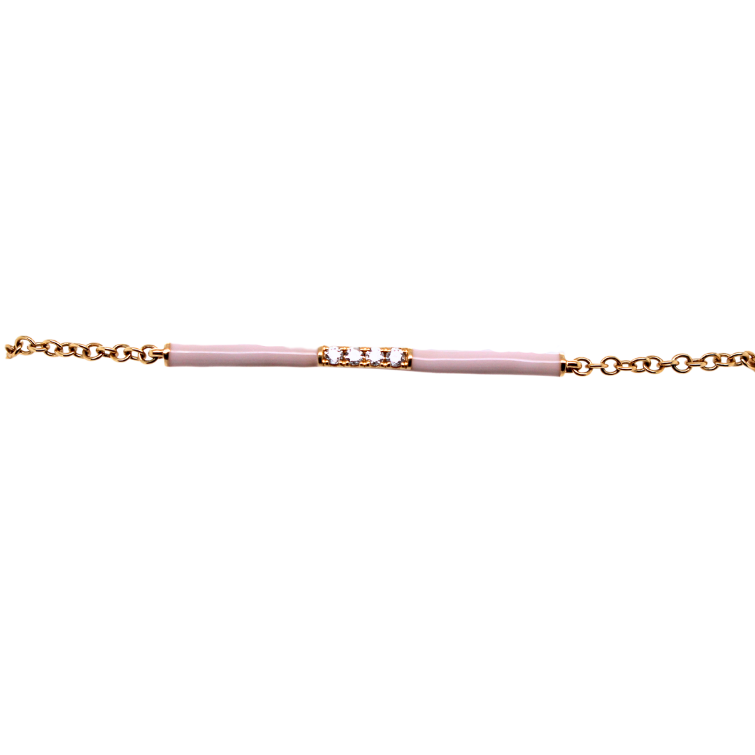 18k White Gold, Yellow Gold Enamel Diamond Bracelet