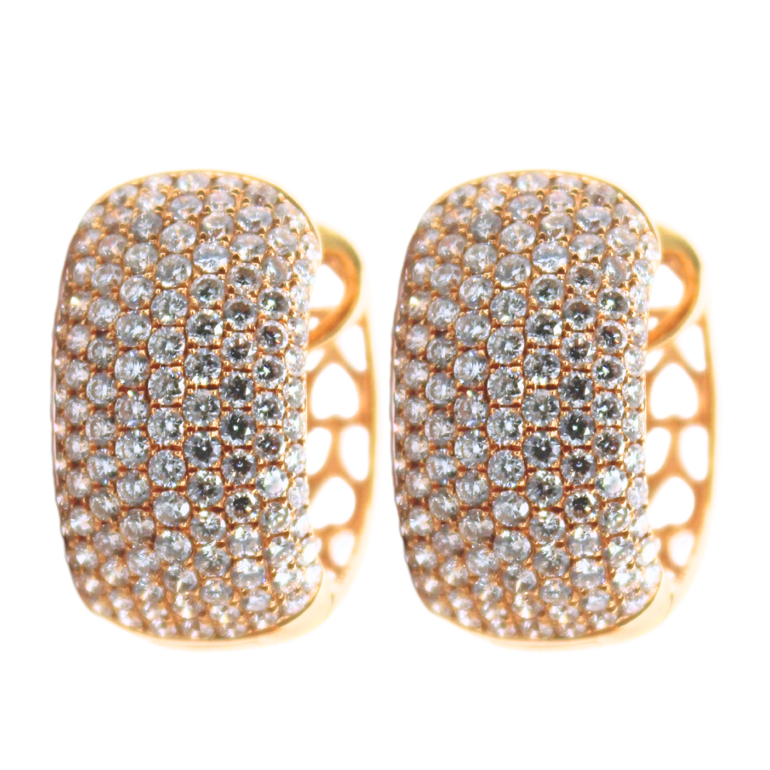 18k Yellow Gold Huggie Diamond Earrings 4.50Cts
