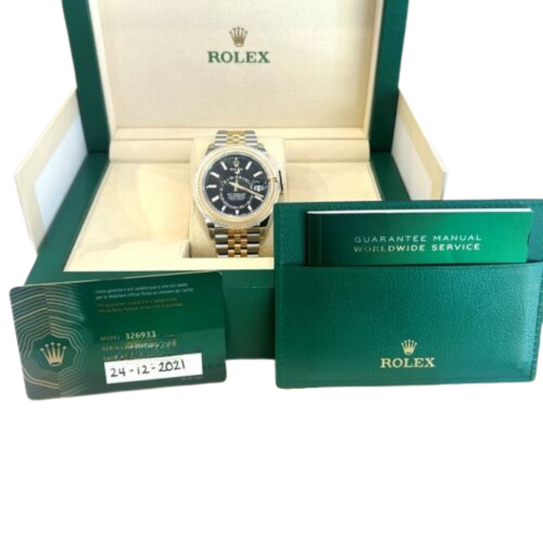 18KYG/SS Rolex Sky-Dweller 326933 Complete with box and paper