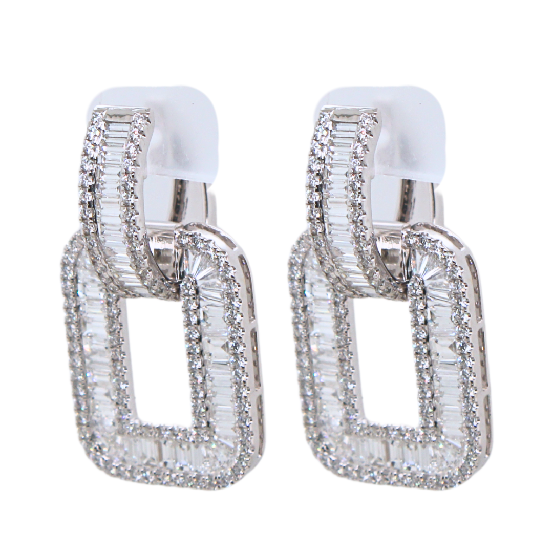 18k White Gold Cluster Earrings 5.40CTW