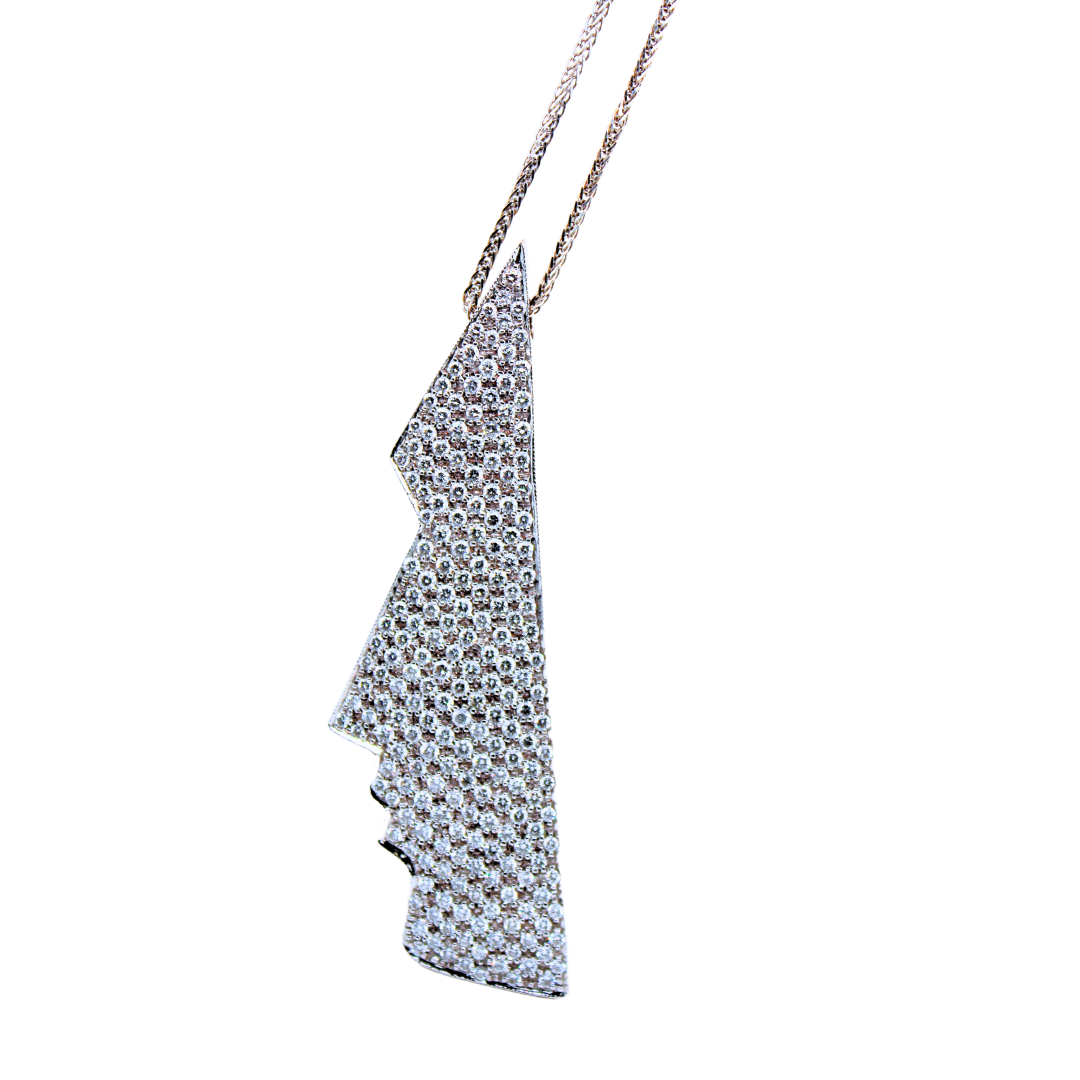 Diamond Abstract 18KWG Face Pendant 5.00Cts