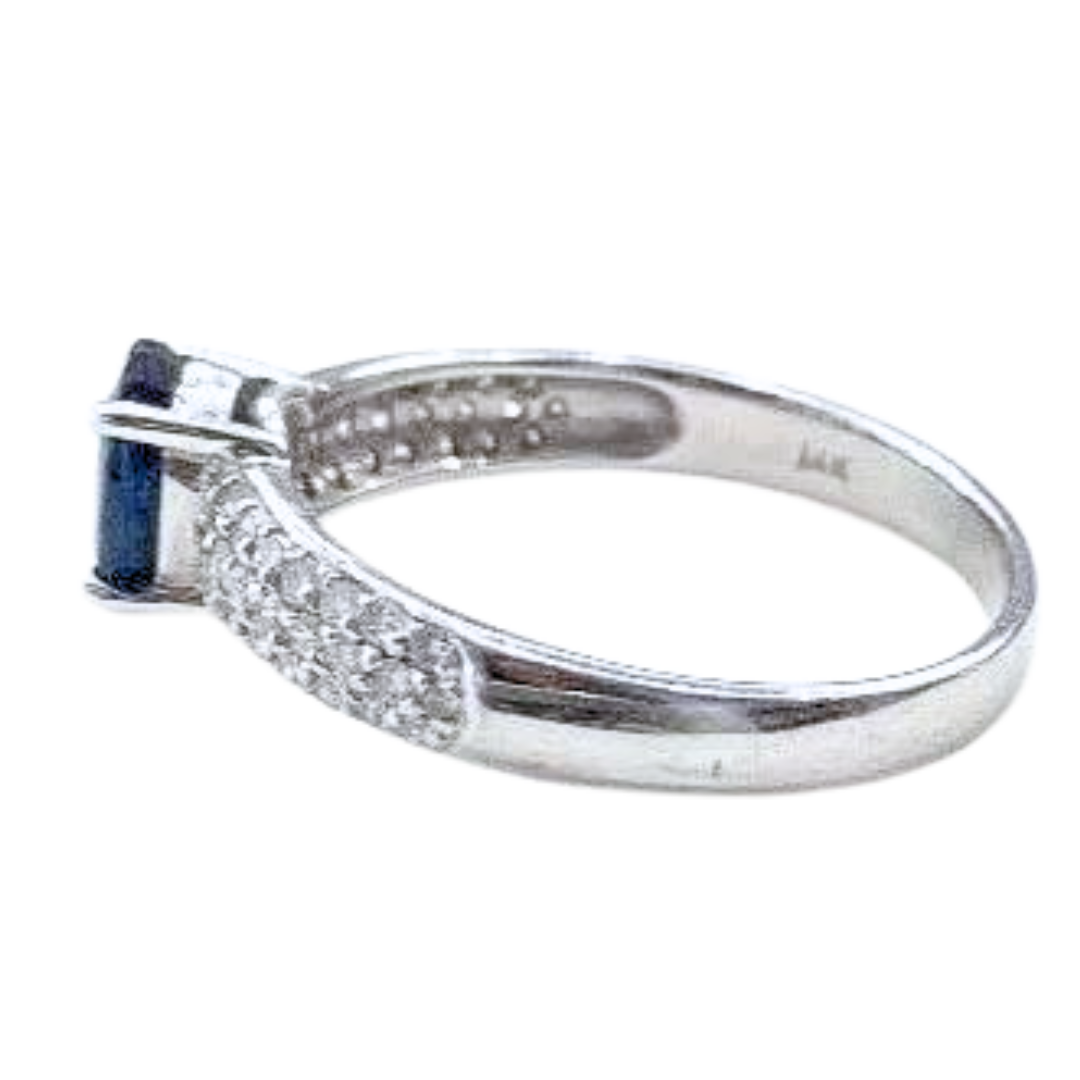 4K White Gold, Sapphire & Diamond Ring 1.50CTW