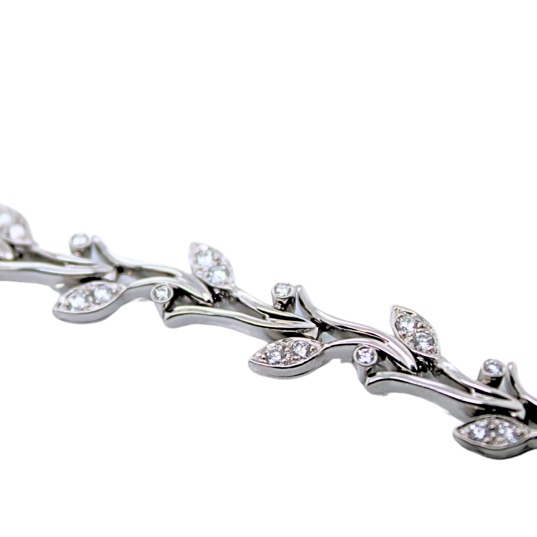 Tiffany & Co Garland Diamond Platinum Leaf Tennis Bracelet 1.00cts