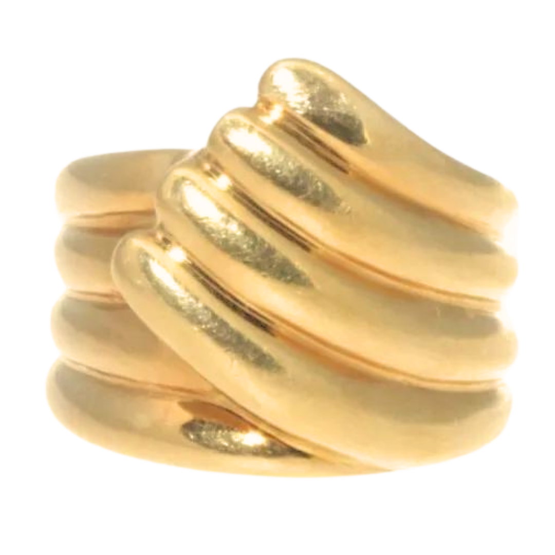 18K Yellow Gold 4 Spiral Ring 10.06 Grams