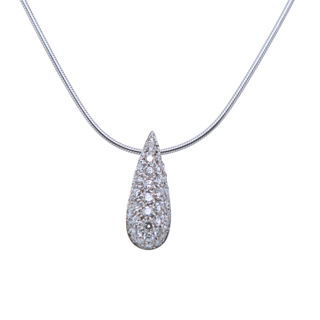 18k White Gold Drop Pendant Diamond Necklace 0.50CTW