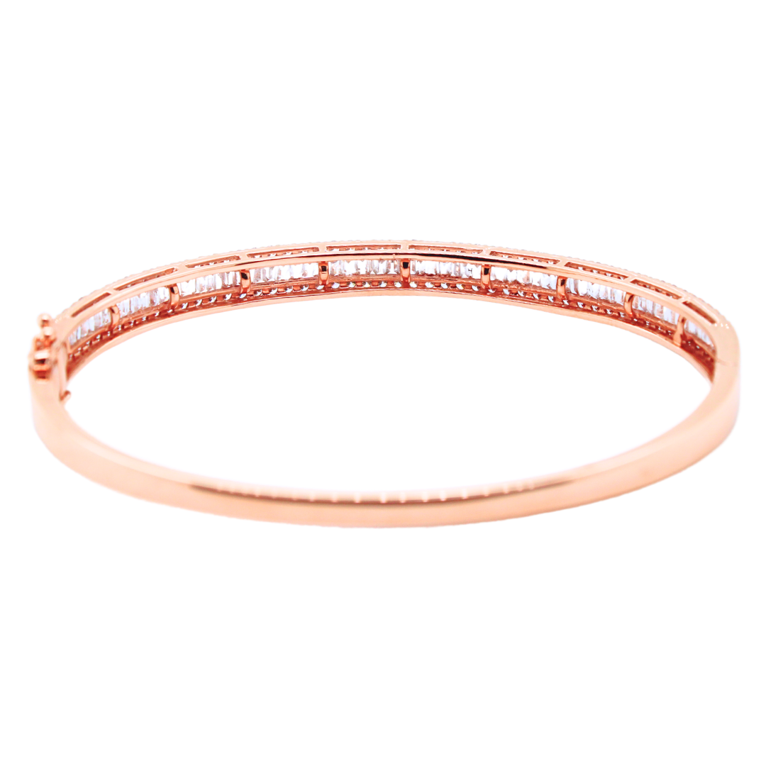 18k Rose Gold Solid Bracelet with Diamond