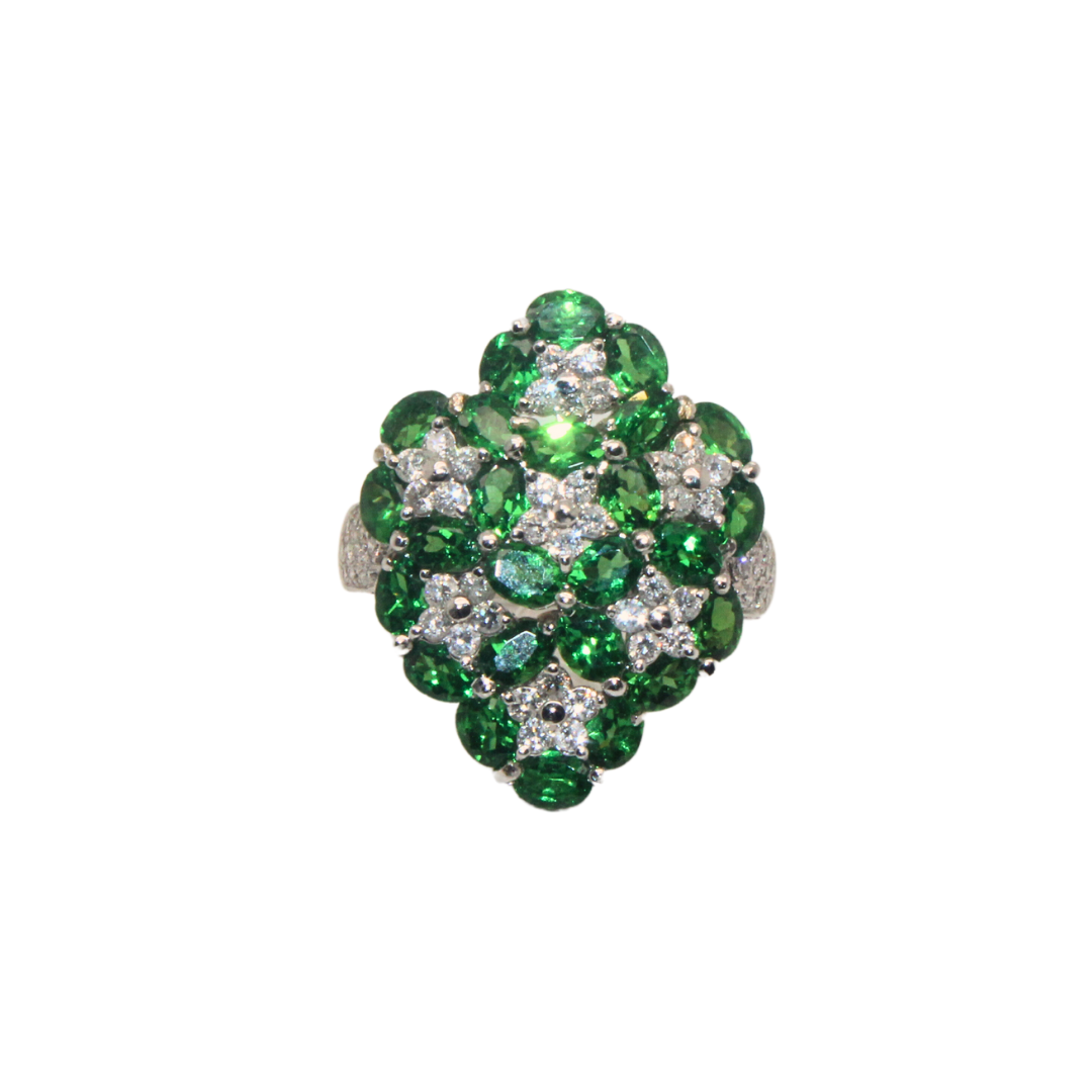 18K White Gold Tsavorite Ring