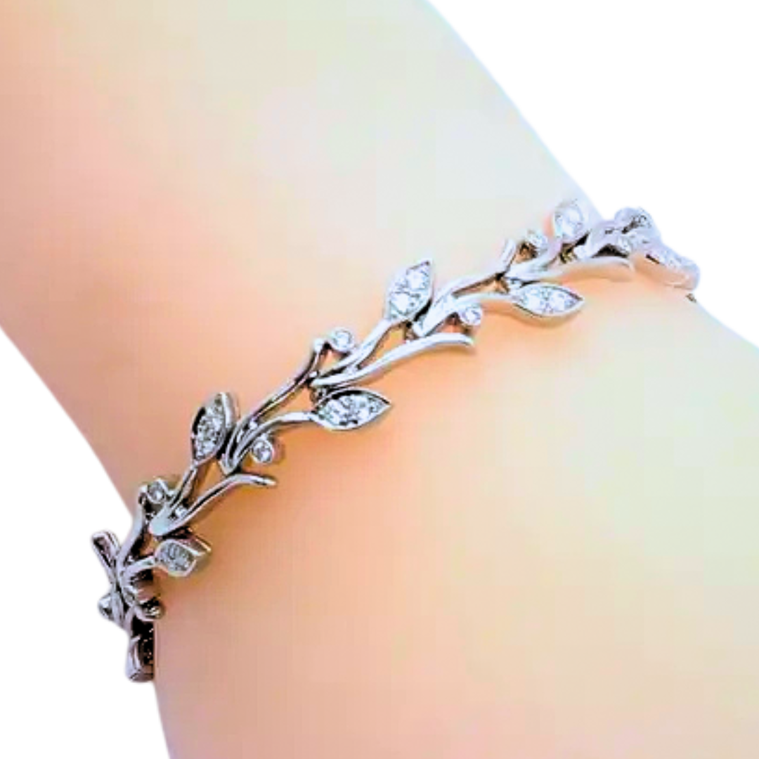 Tiffany & Co Garland Diamond Platinum Leaf Tennis Bracelet 1.00cts