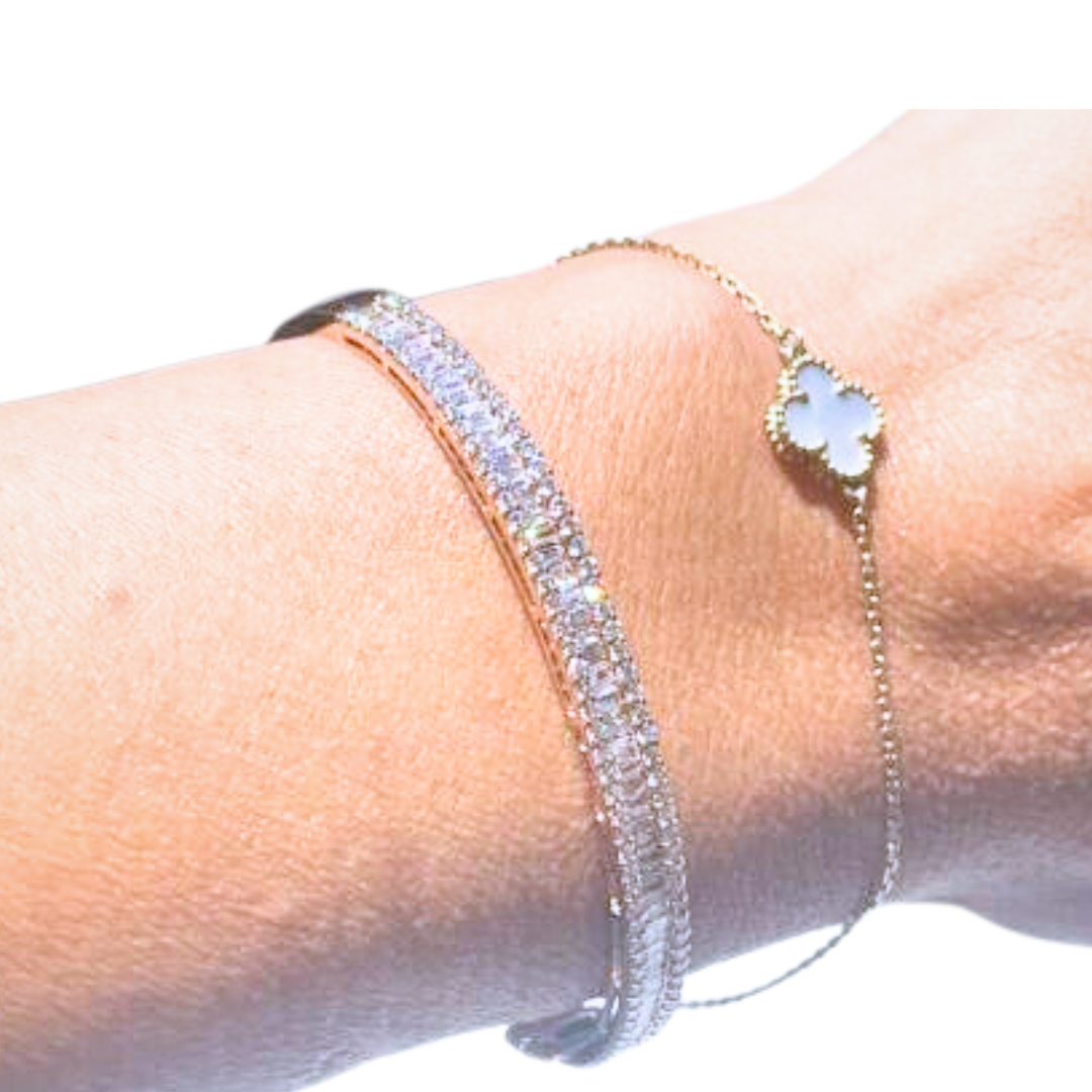 18k Rose Gold Solid Bracelet with Diamond