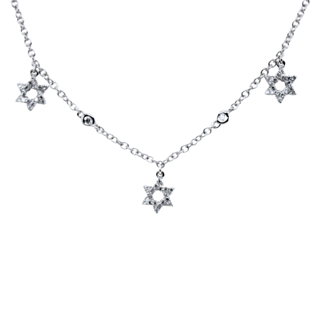 18k White Gold Hanging Star by David Diamond Necklace 0.78Cts