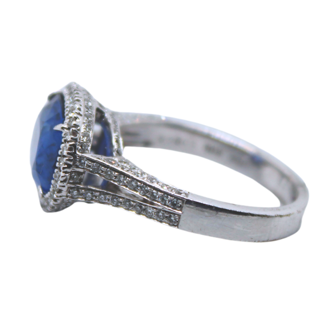 Elizabeth Taylor Collection 18k White Gold Blue Sapphire Ring 5.94CTW