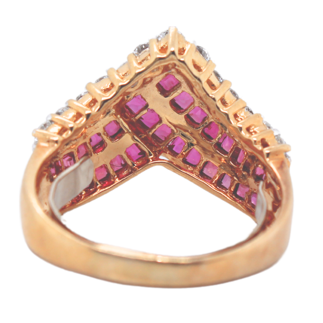 18k Yellow Gold Ruby and Diamond Crown Ring 1.95CTW