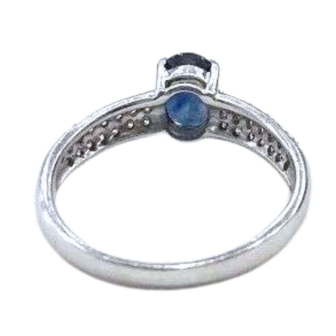 4K White Gold, Sapphire & Diamond Ring 1.50CTW