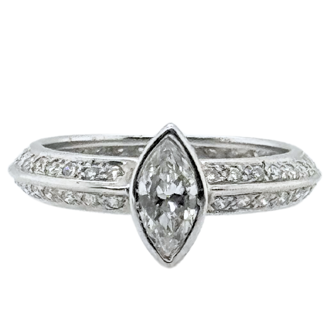 18k White Gold Marquise and Diamond Ring 1.07CTW
