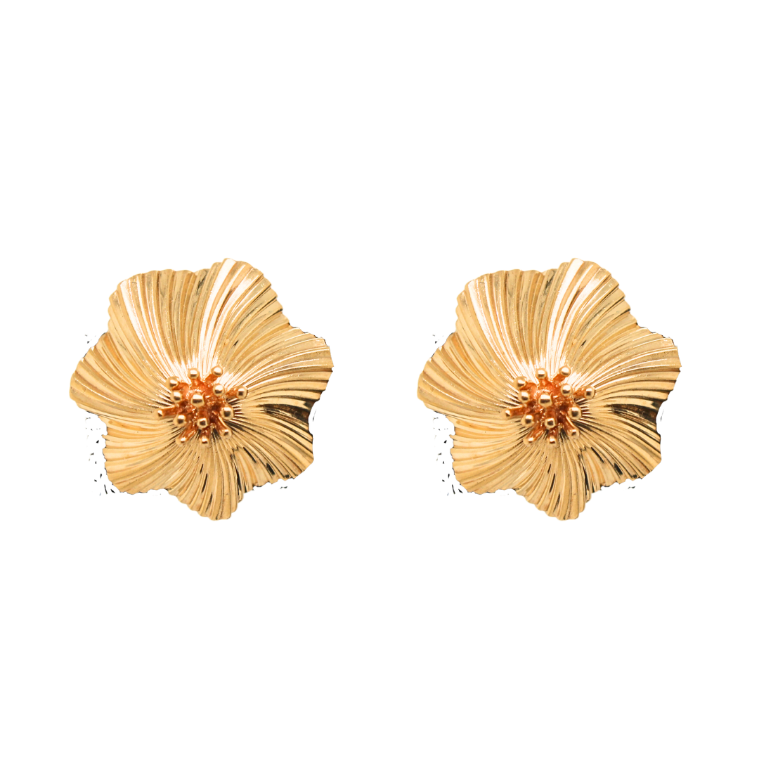 Vintage Tiffany and Co. Flower 14k Yellow Gold Earrings