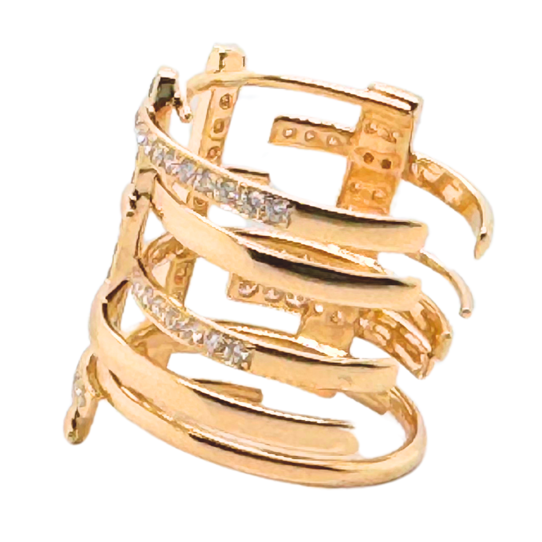 14k Yellow Gold Multi Row Ring 1.08CTS